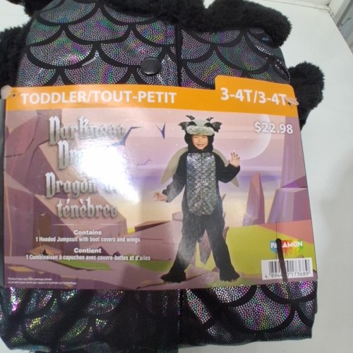 TODDLER ONE PIECE DARKNESS DRAGON COSTUME - 3-4T - BLACK image 3