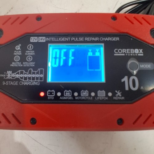 COREBOX SMART BATTERY CHARGER AND MAINTAINER - 12 V 10A; 24 V 5A - RED AND BLACK (MODEL: H-10CD) image 2
