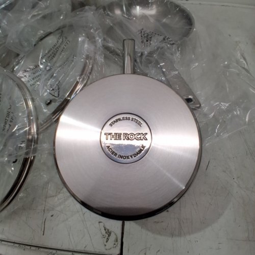 10PC STARFRIT THE ROCK PERFORMANCE STAINLESS STEEL COOKWARE SET WITH 3 SAUCEPANS, STOCKPOT & FRY PAN WITH LIDS - SILVER/SATIN FINISH (MODEL: 031124-001-0000) image 6