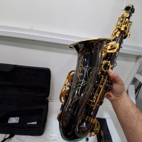 KMISE E FLAT ALTO SAXOPHONE FULL KIT - LIGHTWEIGHT - BLACK AND GOLD (MODEL: MI1172-CA) image 4