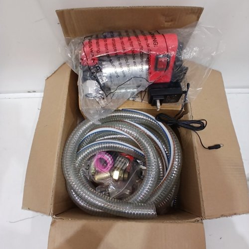 TASKSTAR FUEL TRANSFER PUMP - BATTERY POWRED - 12GPM DIESEL KEROSENE TRASNFER PUMP, ELECTRIC CORDLESS WITH 18V 4.0AH BATTERY & CHARGER - AUTO STOP NOZZLE (X2 6.6FT HOSES) - FOR TRACTOR, BOAT, TRUCK image 2