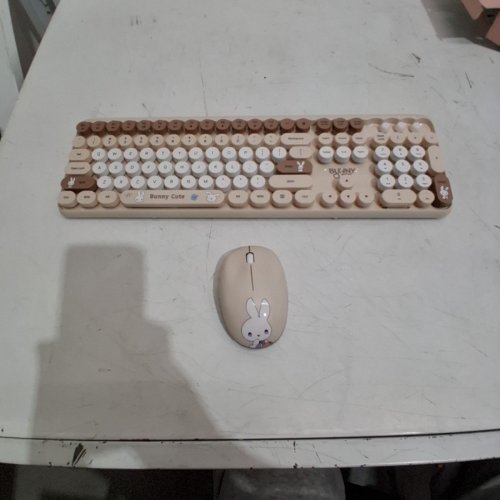 2PC BUNNY CUTE WIRELESS KEYBOARD AND MOUSE SET - BEIGE AND PINK image 4