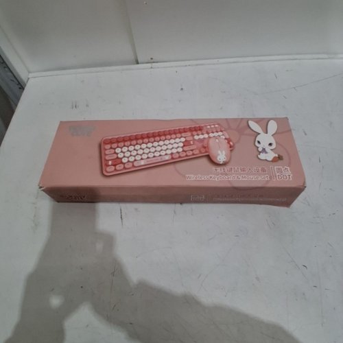 2PC BUNNY CUTE WIRELESS KEYBOARD AND MOUSE SET - BEIGE AND PINK image 5