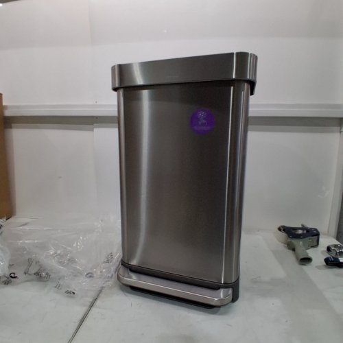 SIMPLEHUMAN RECTANGULAR HANDS-FREE KITCHEN STEP GARBAGE CAN WITH GARBAGE BAGS - 12GAL - STAINLESS STEEL image 2