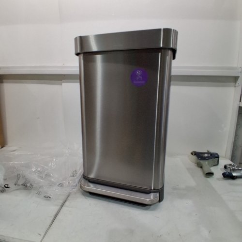 SIMPLEHUMAN RECTANGULAR HANDS-FREE KITCHEN STEP GARBAGE CAN WITH GARBAGE BAGS - 12GAL - STAINLESS STEEL image 3