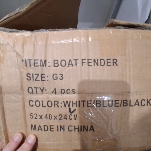 4PK BOAT FENDER BUMPERS WITH LINE - G3 20" X 5.5" - WHITE image 2
