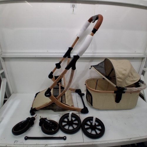 STROCARE 3 IN 1 FOLDABLE PET STROLLER WITH DETACHABLE CARRIER, STORAGE BASKET & FLOOR PAD - FOR SMALL/MEDIUM DOGS & CATS - KHAKI (MODEL: D08) image 2