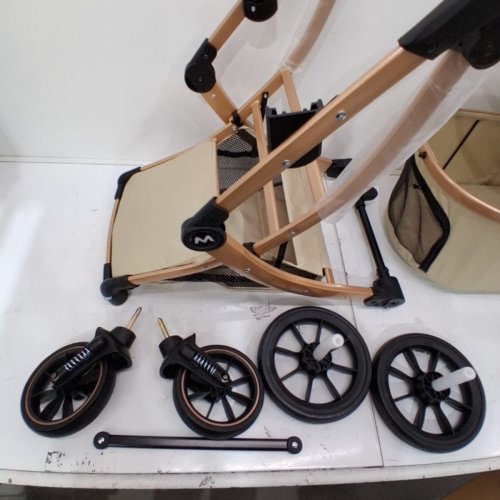 STROCARE 3 IN 1 FOLDABLE PET STROLLER WITH DETACHABLE CARRIER, STORAGE BASKET & FLOOR PAD - FOR SMALL/MEDIUM DOGS & CATS - KHAKI (MODEL: D08) image 3
