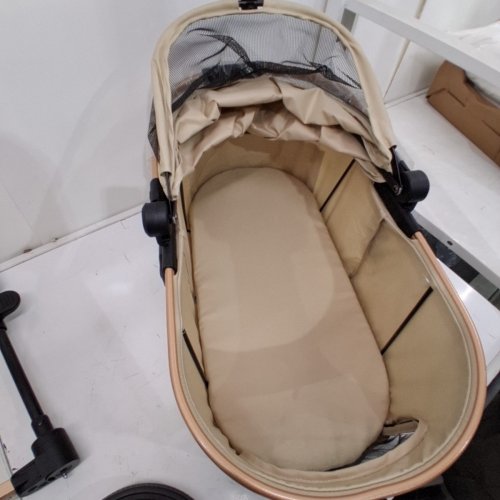 STROCARE 3 IN 1 FOLDABLE PET STROLLER WITH DETACHABLE CARRIER, STORAGE BASKET & FLOOR PAD - FOR SMALL/MEDIUM DOGS & CATS - KHAKI (MODEL: D08) image 4