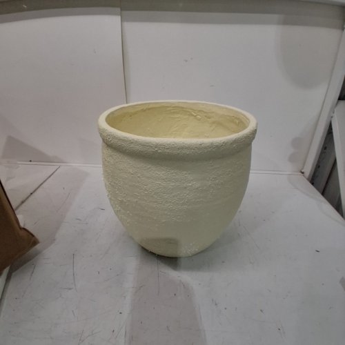 DIA FIBERSTONE TEXTURED PLANTER POT - 12" CREAM image 2