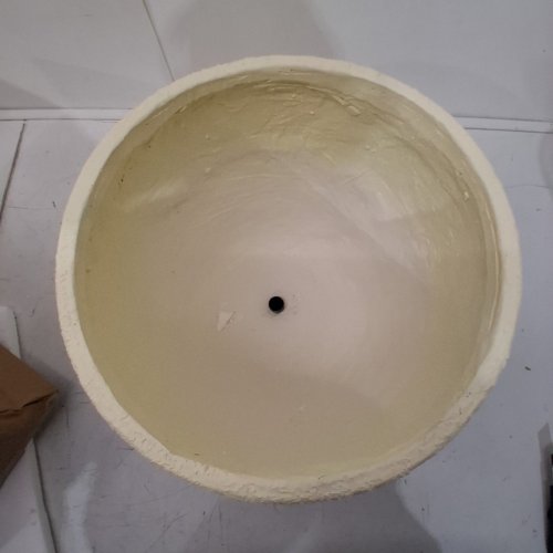 DIA FIBERSTONE TEXTURED PLANTER POT - 12" CREAM image 3