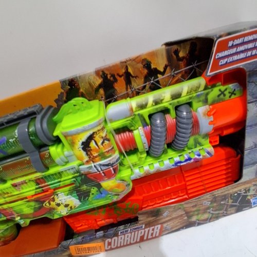 NERF ZOMBIE CORRUPTER DART BLASTER WITH 18 DART CLIP - GREEN/ORANGE image 3