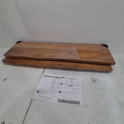 2PK FLOATING RUSTIC SOLID WOOD LIVE EDGE WALL SHELVES - 32" - NATURAL ELM image 2