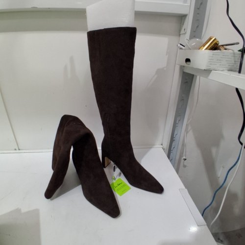 WOMEN'S SAM EDELMAN SYLVIA KNEE HIGH BLOCK HEELED SUEDE BOOTS - 7.5 WIDE CALF - CHOCO SUEDE (STYLE:I8274L9205)) image 2