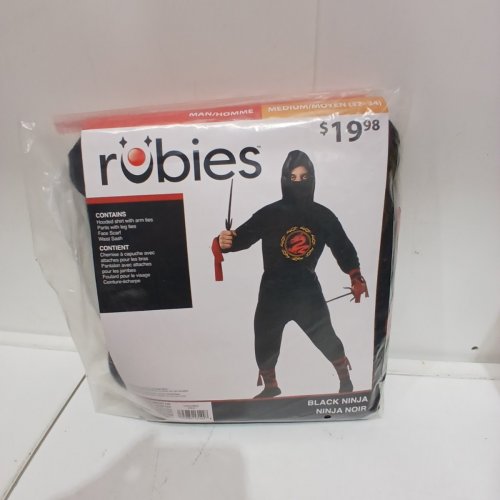 4PC MEN'S RUBIES BLACK NINJA WARRIOR COSTUME - MEDIUM - BLACK (STANDARD) image 2