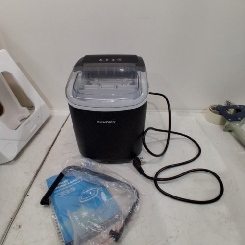 EUHOMY COUNTERTOP ICE MAKER MACHINE WITH HANDLE, BASKET AND SCOOP - MAKES 26LB/DAY - BLACK (MODEL: IM001-BBL-CAEH) image 3