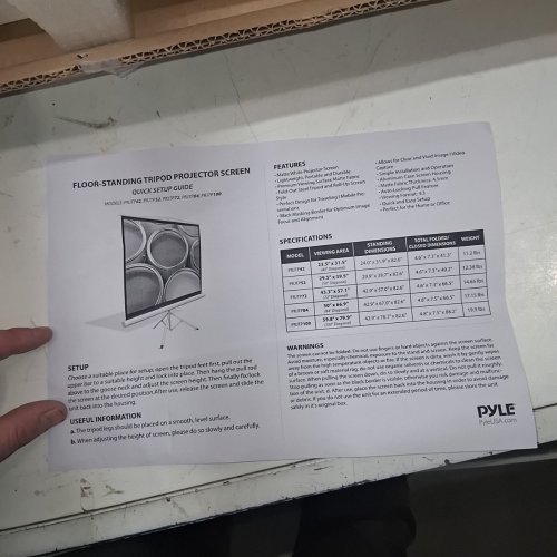 PYLE EASY FOLD-OUT AND ROLL-UP PROJECTION DISPLAY WITH TRIPOD STAND - 40" - WHITE/BLACK (MODEL: PRJTP42) image 3