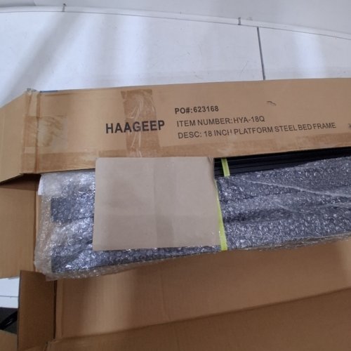 HAAGEEP NO BOX SPRING NEEDED HIGH PLATFORM METAL BED FRAME - 18" HIGH - QUEEN - BLACK (MODEL: HYA-18Q) image 3