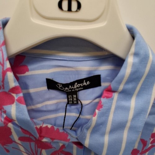 WOMEN'S BARILOCHE STRIPED BUTTON-UP SHIRT - SMALL / MEDIUM - BLUE / FUCHSIA / WHITE (STYLE : AMINA) image 5