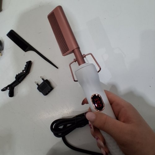 TRYLATER ELECTRIC HOT COMB WITH 12 SETTINGS - 110-240V - WHITE/ROSEGOLD image 2
