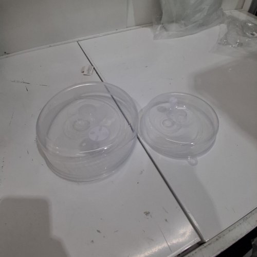 2 DISHWASHER SAFE VENTED MICROWAVE PLATE FOOD COVERS - X1 12" ROUND, X1 8" ROUND - CLEAR image 2