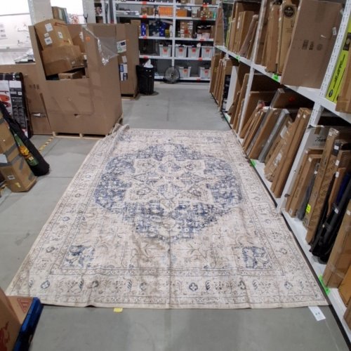 LARGE AREA RUG - 9FT X 12FT - CREAM AND BLUE image 2