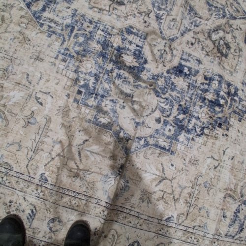 LARGE AREA RUG - 9FT X 12FT - CREAM AND BLUE image 3