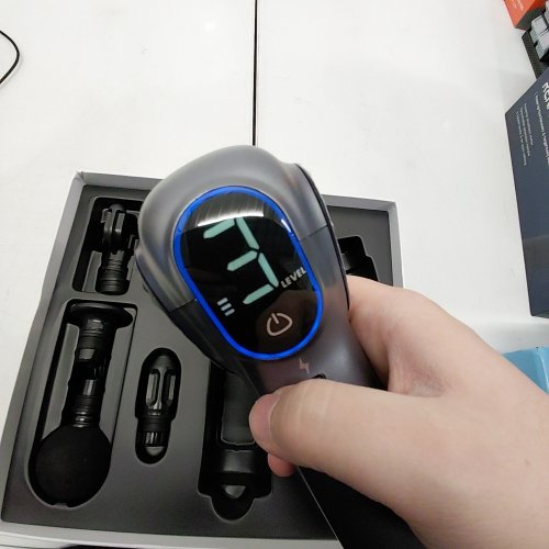 RENPHO REACH PORTABLE MINI HANDHELD MUSCLE MASSAGER WITH 5 SPEEDS AND EXTENSION HANDLE - AMBER GREY - (MODEL: R-C007) image 2