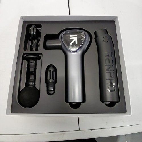 RENPHO REACH PORTABLE MINI HANDHELD MUSCLE MASSAGER WITH 5 SPEEDS AND EXTENSION HANDLE - AMBER GREY - (MODEL: R-C007) image 3