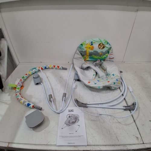 BRIGHT STARTS SAFARI FUN PORTABLE 3-POINT HARNESS VIBRATING BOUNCER WITH TOY BAR - SAFARI/MULTICOLORED (MODEL: 12204) image 3