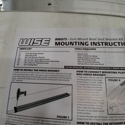 THE WISE COMPANY SURE MOUNT BOAT SEAT BRACKET - 33" - GREY (MODEL: 8WD73) image 2