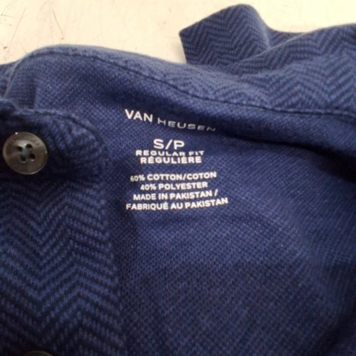 MEN'S VAN HEUSEN HERRINGBONE LONG SLEEVE POLO SHIRT - SMALL - BLUE (STYLE: 50828743) image 2