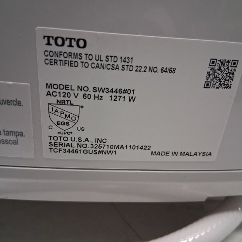TOTOWASHLET S5 ELECTRONIC HEATED TOILET SEAT BIDET WITH CONTROLLER AND INSTANTANEOUS WATER HEATER - 21" X 15" - ELONGATED - WHITE (MODEL: SW3446#01) image 13