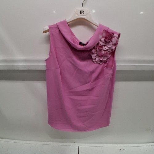 WOMEN'S BARILOCHE SLEEVELESS SHIRT WITH FLOWER DETAILING - SMALL / MEDIUM - 38 - PINK (STYLE : BIESCAS) image 2