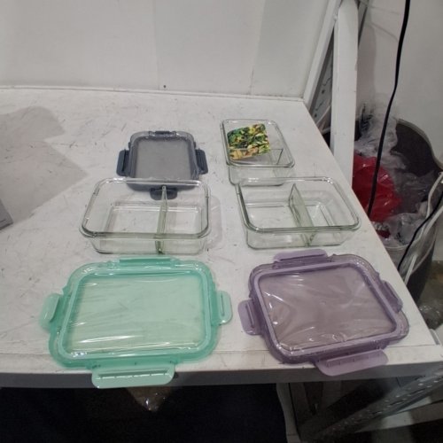 6PC ELLO COLOUR LOCK DIVIDED GLASS CONTAINER MEAL PREP SET - 800ML - MULTICOLOUR (MODEL: 1901809) image 4