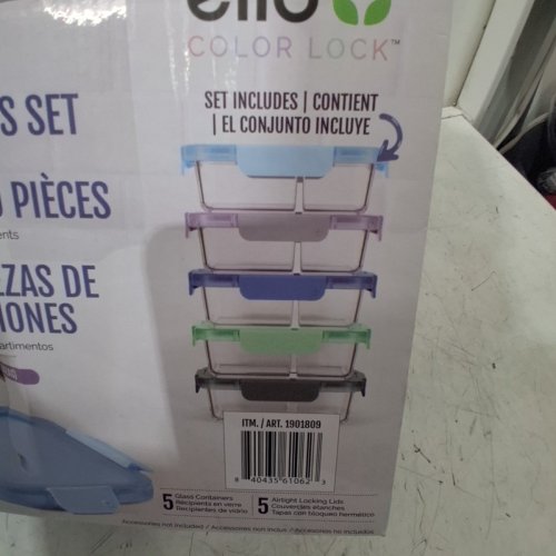 6PC ELLO COLOUR LOCK DIVIDED GLASS CONTAINER MEAL PREP SET - 800ML - MULTICOLOUR (MODEL: 1901809) image 5