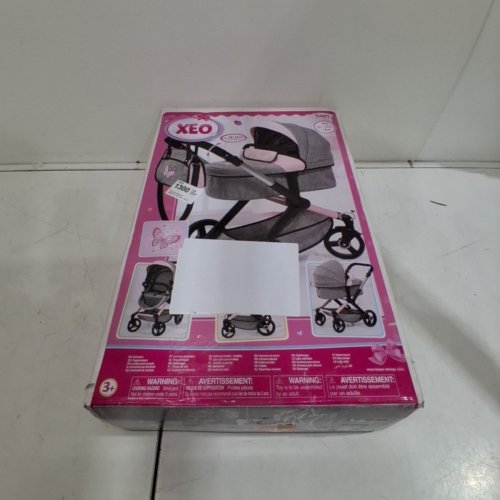 BAYER DESIGN - DOLLS PRAM XEO - ADJUSTABLE REVERSIBLE HANDLE BABY STROLLER FOR DOLLS WITH BAG - AGES 3+ - GREY/PINK (MODEL: 17033AA) image 4