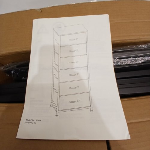 SOMDOT TALL 6 DRAWER STORAGE ORGANIZER WITH FABRIC BINS - 45.3" X 16.5" X 11.8"- BLACK (MODEL:FD114) image 4