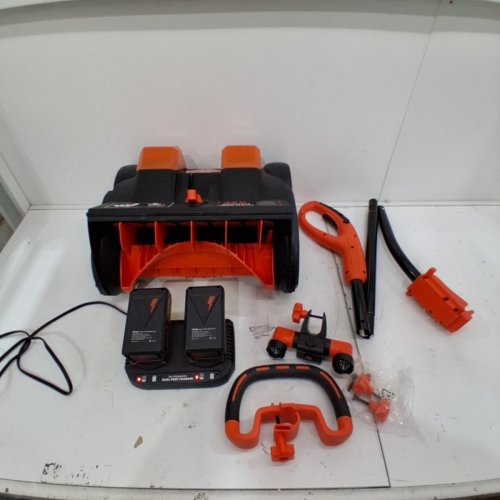 VOLTASK CORDLESS ELECTRIC SNOW BLOWER SHOVEL WITH TWO BATTERIES - 16" - 48V - ORANGE / BLACK image 3