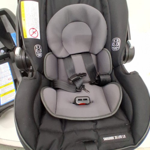 GRACO SNUGRIDE 35 LITE LX INFANT CAR SEAT - 4-35LBS CAPACITY - GOTHAM FASHION BLACK/GREY (MODEL: 2143034) image 4