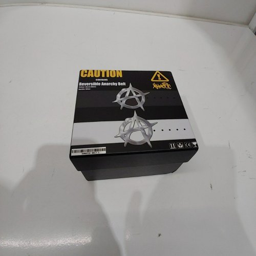 KHAOTIC BELTS REVERSIBLE ANARCHY BELT - BLACK / WHITE WITH SILVER BUCKLE image 4