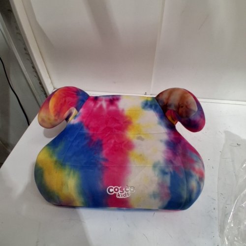 COSCO KIDS TOPSIDE LIGHTWEIGHT BACKLESS BOOSTER CAR SEAT - 100LBS CAPACITY - RAINBOW (MODEL: 22976C-TDP) image 3