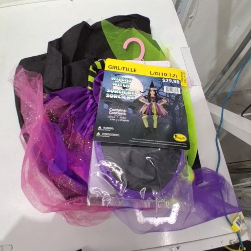 2PC GIRL'S PARTYHOLIC WITCHY WITCH COSTUME SET - LARGE (10-12) - BLACK / PURPLE / GREEN image 2