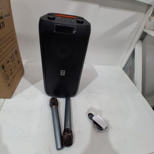 3PC PORTABLE BLUETOOTH KARAOKE MACHINE WITH TWO WIRELESS MICROPHONES - BLACK - (MODEL: K71) image 4