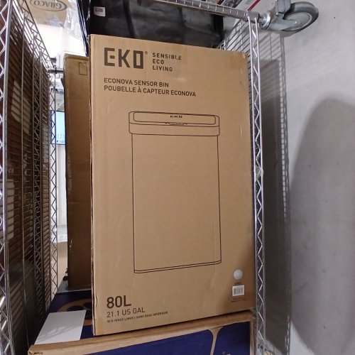 EKO NOVA SENSOR TRASH CAN STAINLESS STEEL RECTANGULAR TOUCHLESS MOTION SENSOR - 21 GALLON/80 LITER - MATTE METALLIC (MODEL: EKO 9578-80L-MMT) image 7
