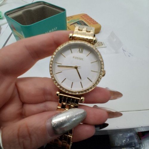 WOMENS FOSSIL TILLIE ELEGANT RHINESTONE BEZEL WATCH - 36 MM- GOLD-TONE (MODEL: BQ3498) image 3