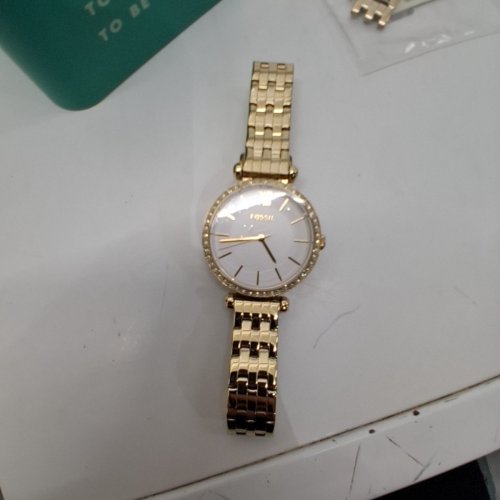 WOMENS FOSSIL TILLIE ELEGANT RHINESTONE BEZEL WATCH - 36 MM- GOLD-TONE (MODEL: BQ3498) image 5