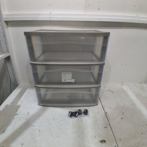 BRIGHTROOM 3-DRAWER PLASTIC CART WIH WHEELS - 26.1" X 21.8" X 15.3" - GRAY (ITEM: BRT_LAB_HOR_3X3-25_04) image 2