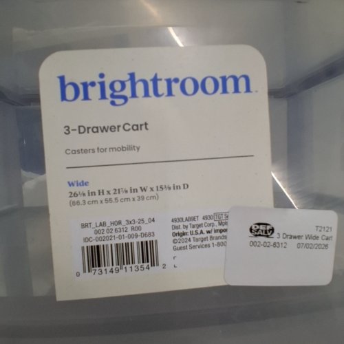 BRIGHTROOM 3-DRAWER PLASTIC CART WIH WHEELS - 26.1" X 21.8" X 15.3" - GRAY (ITEM: BRT_LAB_HOR_3X3-25_04) image 5