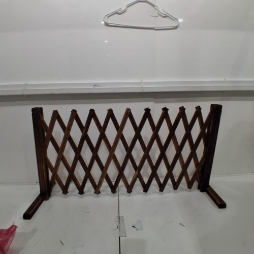 DECORATIVE EXPANDABLE WOOD GARDEN FENCE WITH STANDS - 11" - 45" X 19" - DARK BROWN image 2